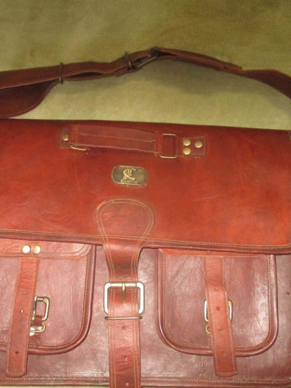 CUERO Leather Business Satchel Bag / Messenger Bag all Leather Excellent